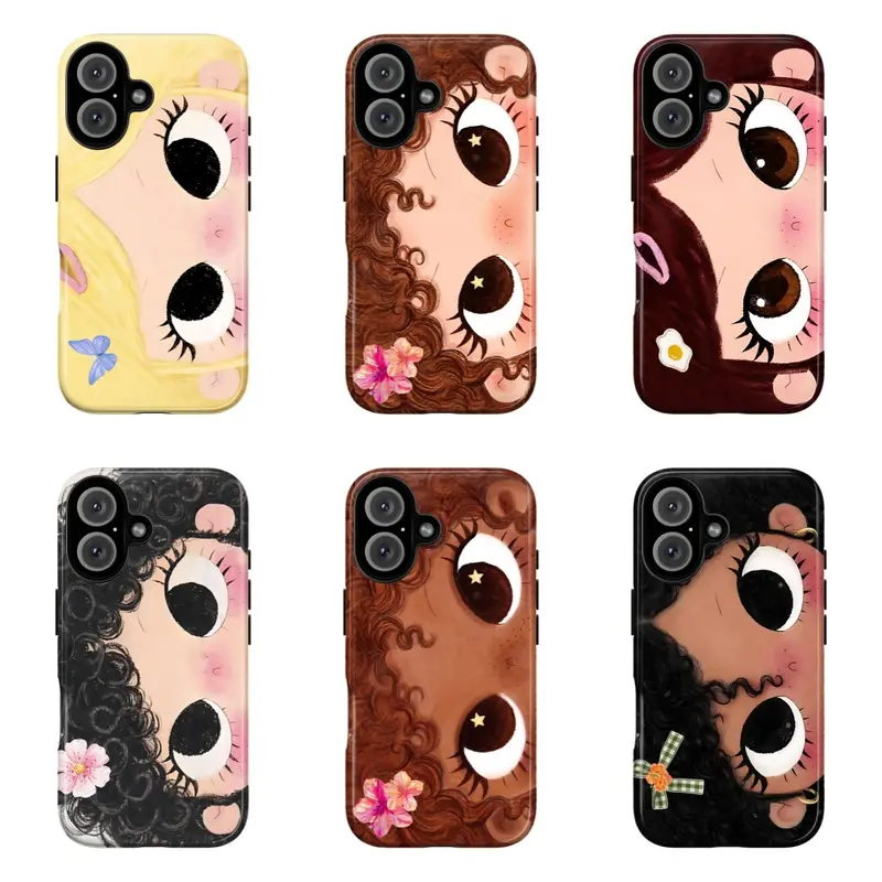 Big Eyes Cartoon Girl Phone Case|Dreamy Kawaii Aesthetic Cover For iPhone 17 Pro Max 16 15 14 13 12 11 for Samsung S21 S22 S23 S24 S25 S26 Phone Case|Tough Phone Case|gift for him for her|Best Gift