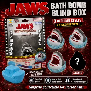 Great White Shark Bath Bomb Blind Box, Sea Salt Scented Color Changing Bath Bomb with Hidden Shark Figure, Surprise Collectible Toy for Horror Fans