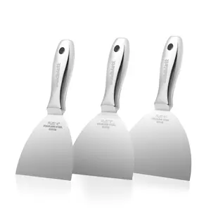 Goldblatt 3-Pack Putty Knife Set(4",5",6"), One-Piece Paint Scraper Tool, All Stainless Steel Joint Knife, Flexible Blade, Seamless Design, Ergonomic Grip - for Drywall Repairing, Finishing, Scraping