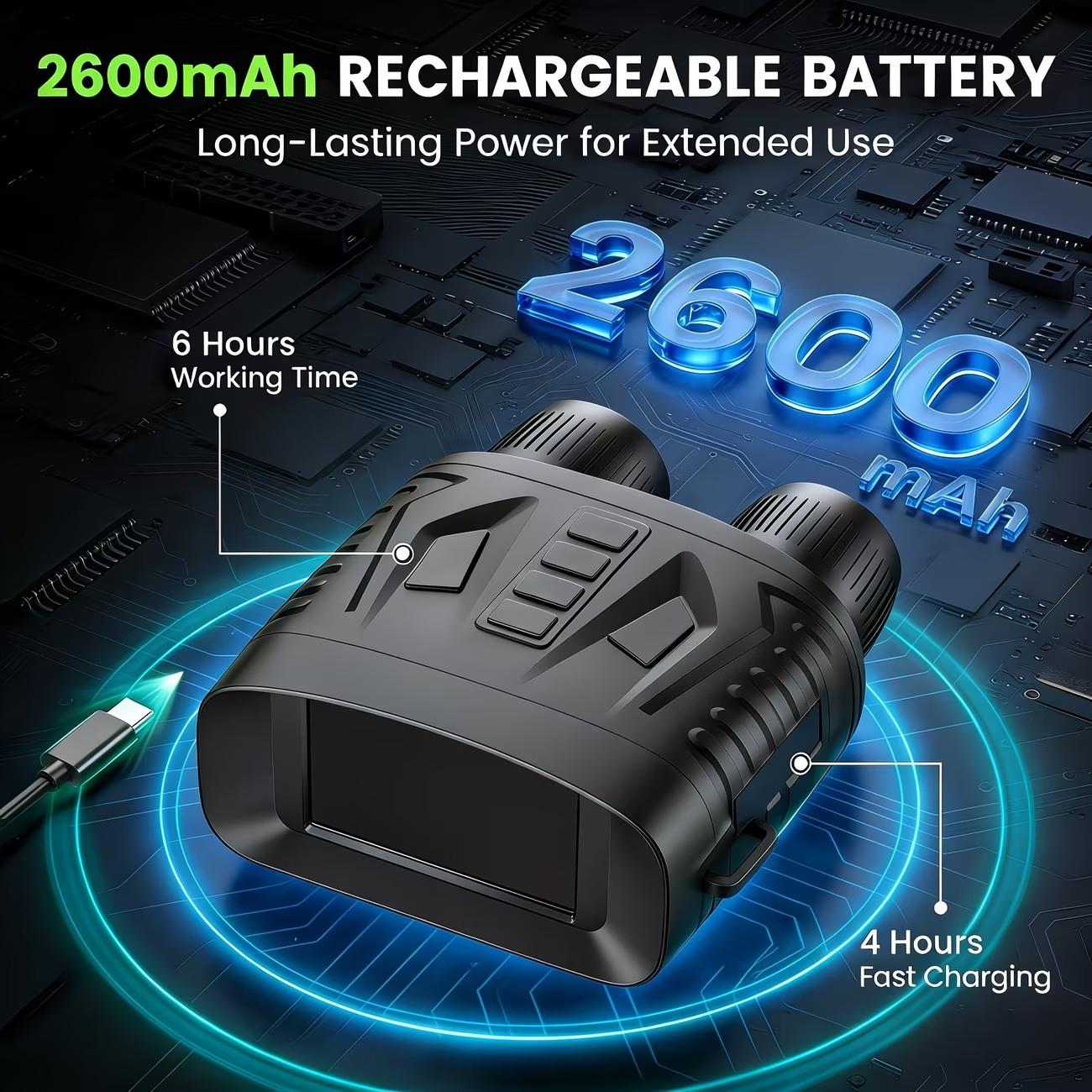 Night Vision Goggles-Night Vision Binoculars,2600 mAh Battery,7 Levels Infrared,10X Digital Zoom,Wildlife Observation,Hunting,Camping