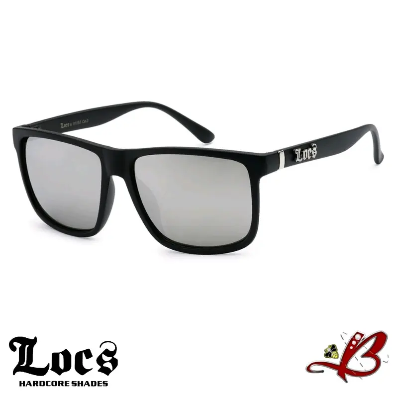 Locs Vintage Hardcore Street Shades Matte Black Finish Classic Gangster Oversized Rectangular Full Rim Sunglasses Black With Silver Accent tiktok shop