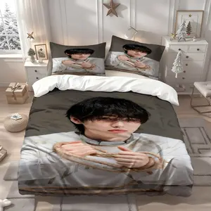 3Pcs SUNGHOON art photo Themed Pattern Printed Exquisite Bedding Set, Soft Comfortable, Ideal for Family Bedroom & Guest Room, All-Season, Perfect New Year Celebration Gift, 1 Duvet Cover 2 Pillowcases (No Insert)