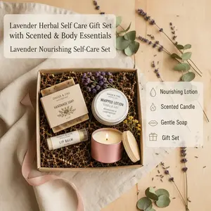 Herbal Self Care Kit Bundle - Scented, Gentle, Moisturizing, Soothing Multi-Pack Bath & Body Care Set with Soap, Lotion, Lip Balm, Candle or Salve, Body Beauty Set for Women