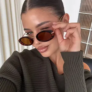 Retro Oval Sunglasses - Chunky Frame with Polished Metal Temple Accents, UV400 Protection Shades Perfect for Y2K Aesthetic and Bold Vintage Fashion Statements