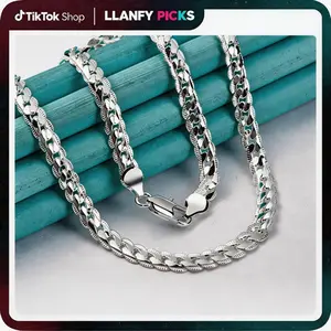 925 Silver Plated 5mm Side ChainNecklacefor Woman Men Fashion Wedding Engagement Jewelry Gifts for Women Men,Hypoallergenic & Tarnish-Resistant, Durable Hip Hop Jewelry for Daily Wear
