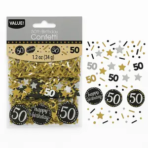 Sparkling Celebration 50th Birthday Confetti - Black, Gold & Silver