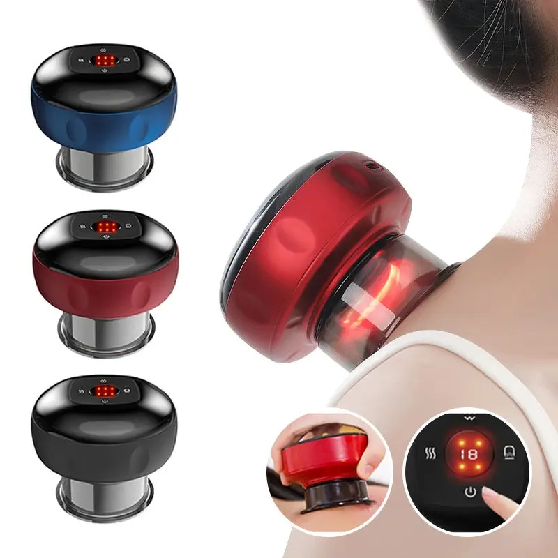 7-in-1 Smart Electric Cupping Therapy Massager with Red Light Therapy, 12 Heating & Suction Levels, Back Muscles Relaxation, Body Lymphatic Drainage, Home Care Massage Devices, Adjust Settings, Blood Flow Booster