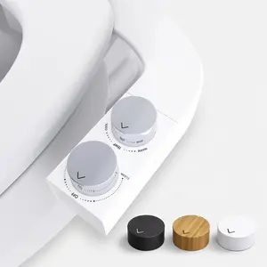 Left/Right Reversible WARM WATER Ultra-Slim  Attachment with Temperature Control, Interchangeable Knob Set, Hinged Nozzle, Non-Electric, Easy Install, Fits  Toilets,