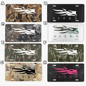 SITKA Logo Camouflage Hunting License Plate Set A-H, Assorted Camo Styles Decorative Aluminum Car Tag or Wall Sign, 12"x6", Pre-Drilled, Easy Install