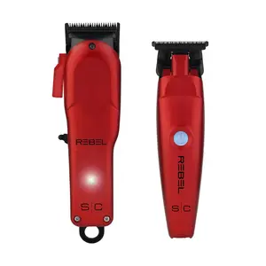 StyleCraft Super-Torque Modular Rebel Clipper & Trimmer Combo Set - Red, 7,200 RPM Motor, 180 Min Runtime, Adjustable Blades, Cordless Design, Professional Haircutting Tools