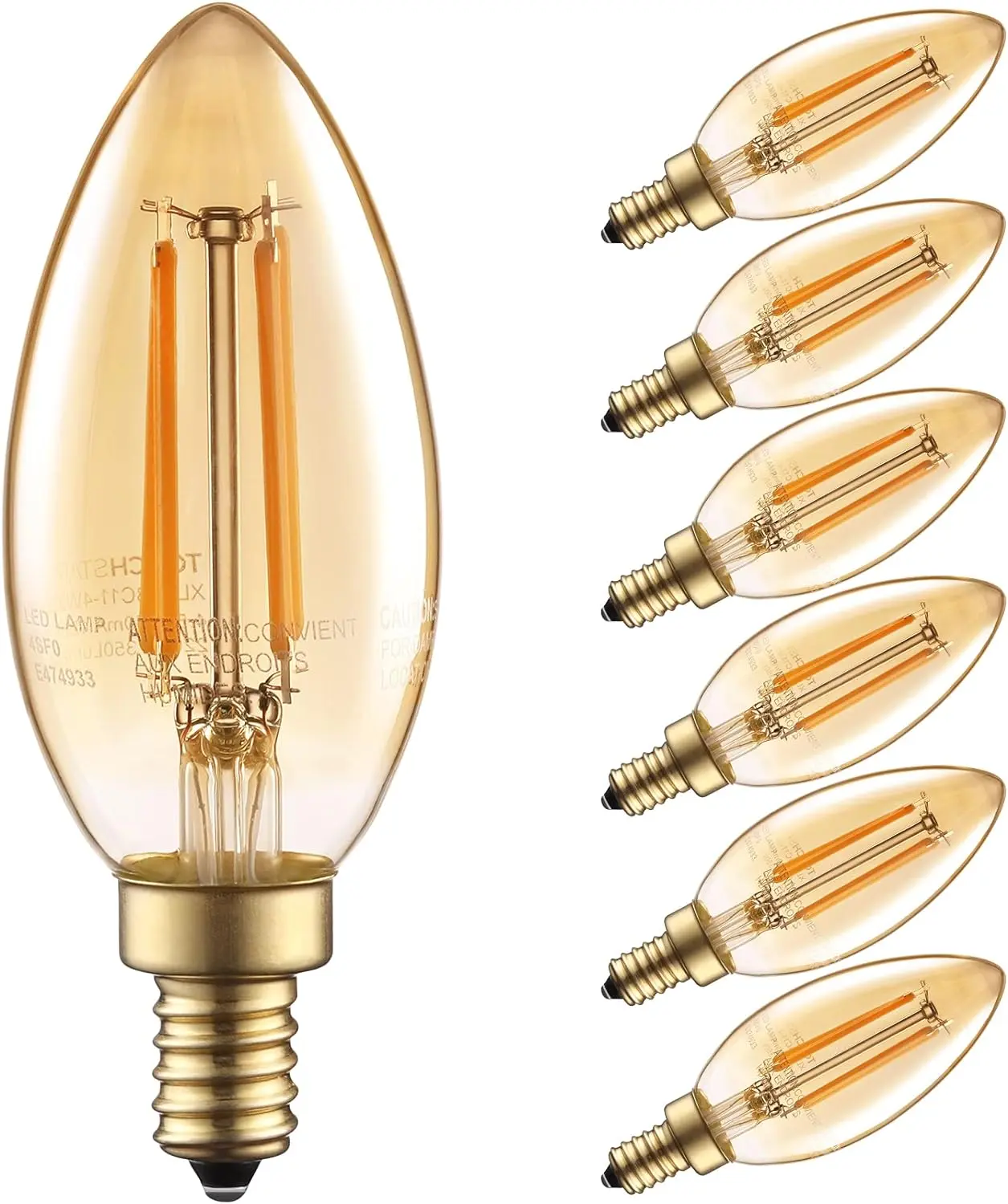 TORCHSTAR Dimmable E12 LED Candelabra Bulb, 4.5W(40W Eqv.) C11 LED ...
