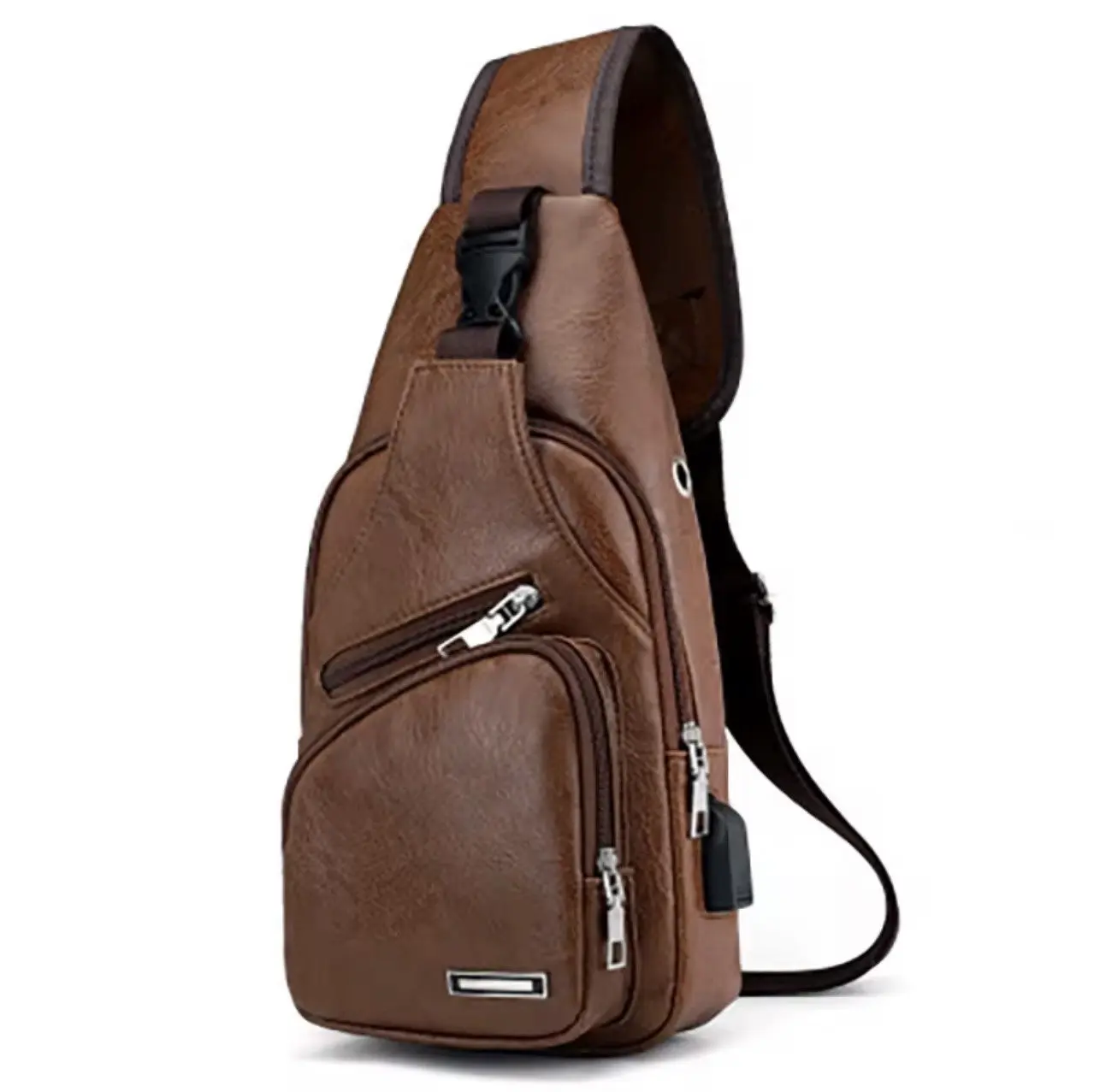 New Men's Fashionable Chest Bag Classic Belt Bag Zipper Belt Bag Edc Holder Bag Cowhide Belt Bag