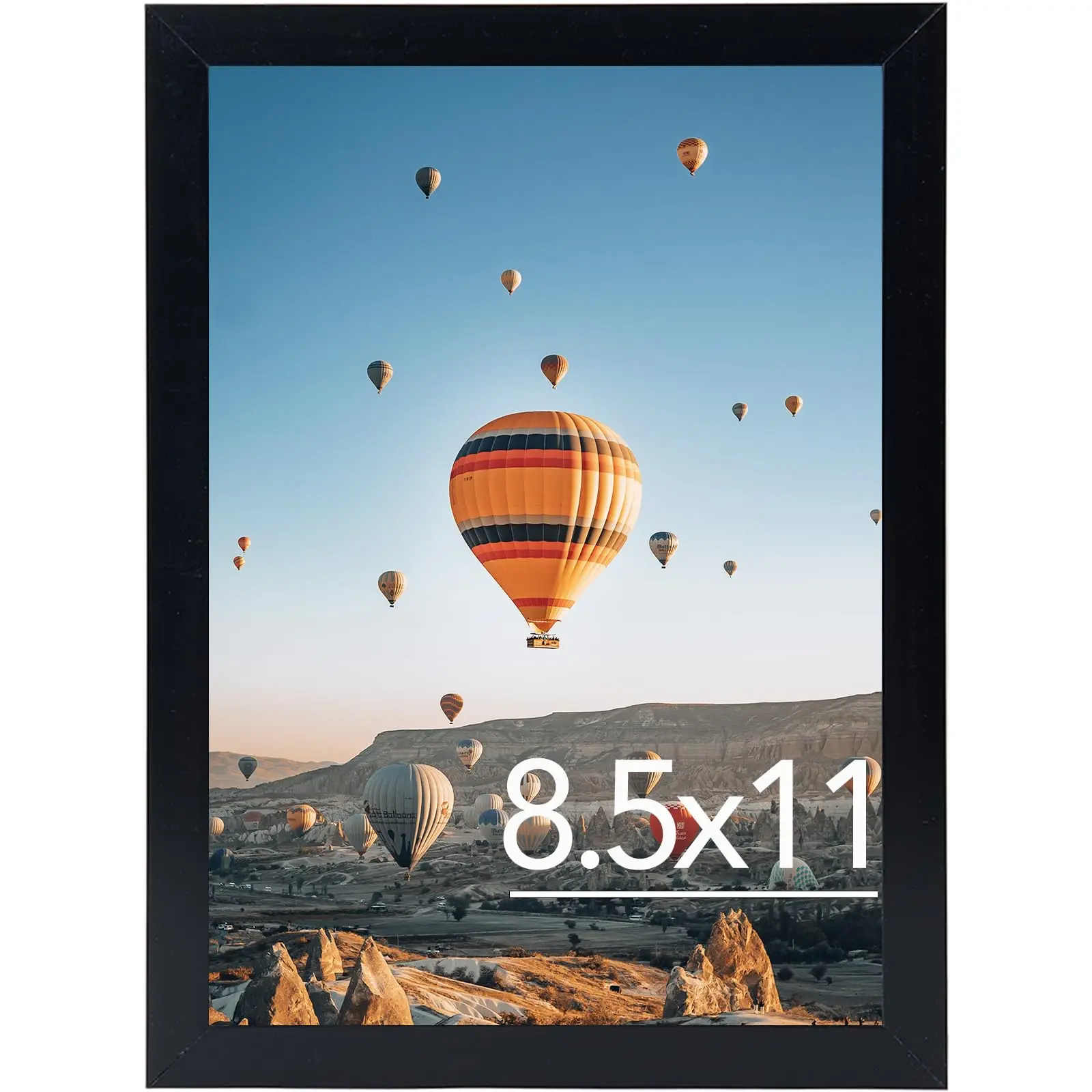 Black 8.5x11 Inch Picture Frame for Certificates and Photos, Horizontal & Vertical Formats, Lightweight Plastic Plexiglass, Easy to Install