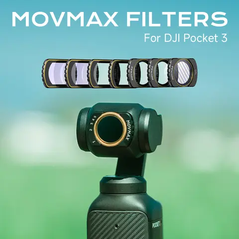 Movmax Magnetic Camera Accessories Complete Kit for DJI Pocket 3 - 0.72X Wide Angle, UV, VND2-32, Black Mist 1/4, CPL+ND16+ND64+ND256, 50mm Lens Filters, Quick-Swap Magnetic Mount, Vlog Accessories to Adjust Exposure & Reduce Glare
