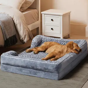 Orthopedic Pet Bed for Small Medium Dogs and Cats, Egg Crate Foam, Non-Slip Bottom, Easy to Clean, Polyester Material
