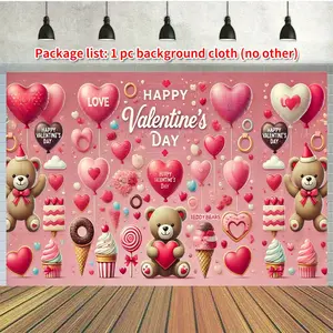 1pc Valentine's Day Spotlight Backdrop - 100% Polyester Photo Background Banner for Party Decoration, Garden, Yard, Anniversary, Photo Room - Versatile Wall Hanging Sign, Suitable for Christmas, New Year, and General Celebrations
