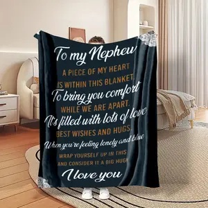 Letter To Nephew Pattern Blanket, 1 Count Soft Warm Throw Blanket, Air-Conditioned Room Blanket, Warm Nap Blanket For Home Office Travel
