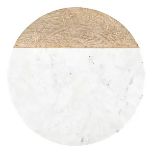 Marble and Carved Wood Serving Board - Round
