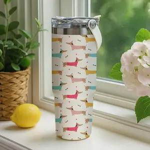 Dog moms NEED this 30oz dachshund tumbler, Hot coffee 12H, iced drinks 24H, cutest travel cup ever! Insulated Travel Drinkware