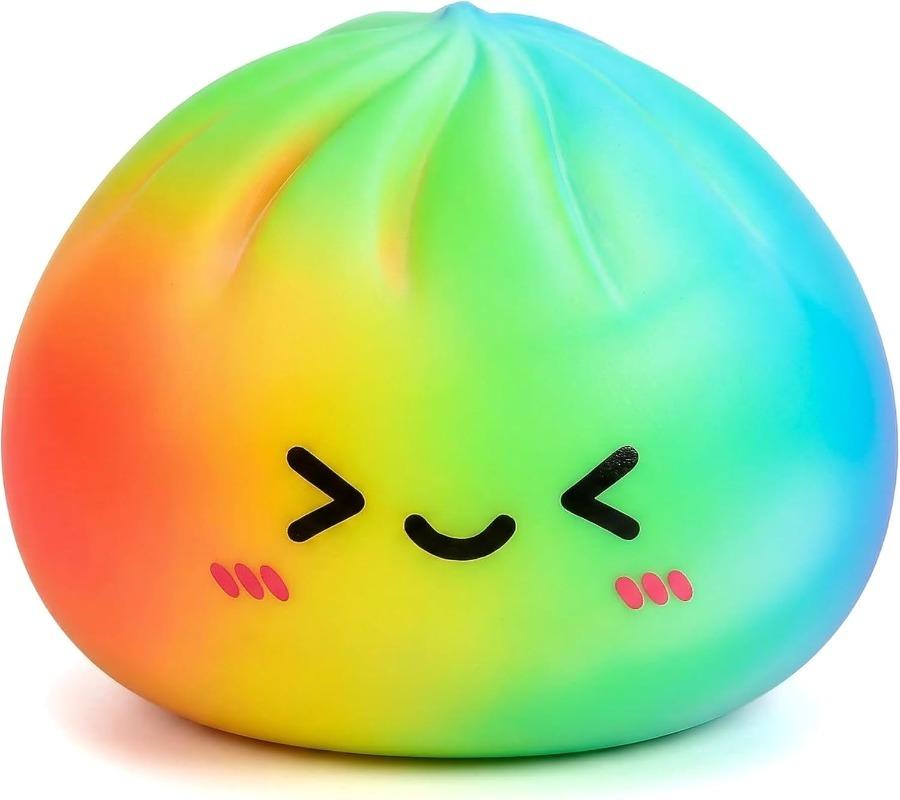 Dumpling Squishy Stress Balls Fidget Toy with Steamer, Slow Rising Sensory Squeeze Toys for Anxiety Relief, Soft Dough Ball for Kids Adults, Mystery Box Gifts for Easter Birthday