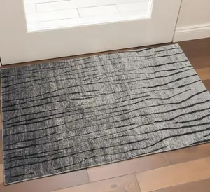 HomeRoots Durable Abstract Area Rug - 2 x 3 ft. Power Loom Rectangle Rug, Black & Gray, Ideal for Living Room Decor, Durable Area Rugs