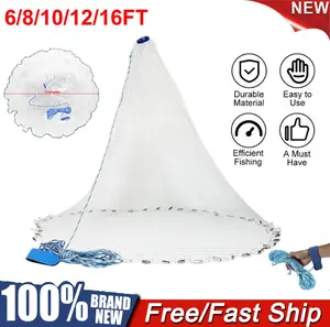 Heavy Duty Nylon Mesh Fishing Cast Net, 3-8FT Radius Catch And Cook Bait Catcher, Easy Hand Throw Freshwater Fishing Equipment, Dadcore Gift