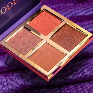Nox Goddess Highlighter Kit - 4-Shade Palette for Medium Tan & Deep Skin Tones - Warm Golden Undertones - Ultra-Fine Metallic Powders - Vegan & Cruelty-Free - Perfect for Summer Glow & Bronzed Glam