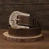 Western Cowboy Style Ethnic Pattern Pu Buckle Belt, Belt with buckle, Vintage Style Bull Head Design Belt for Women & Men, Fashion Accessories for Party, Daily Clothing Decor, Vintage Waist Accessory