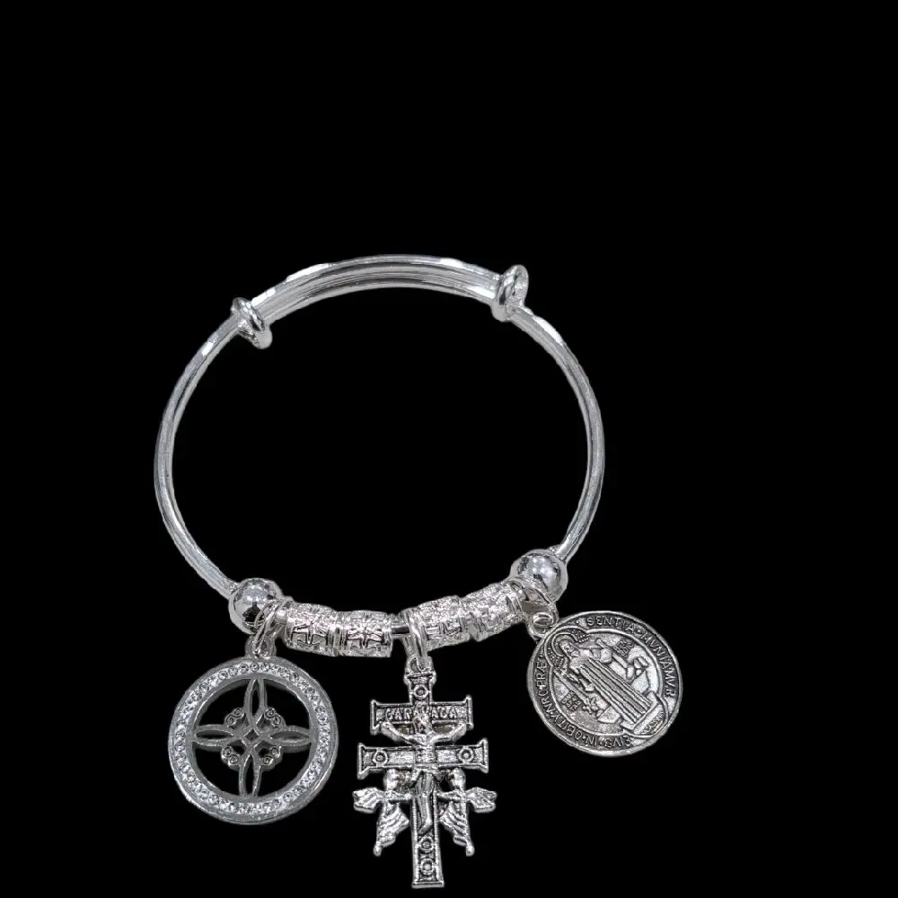 silver bracelet triple protección