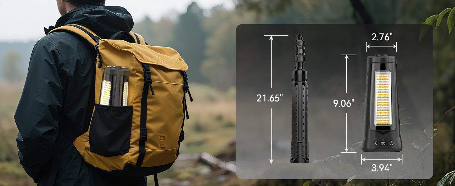 ADEWALK 15000 mAh Rechargeable Camping Light with Stand, Cordless Work Light with 3 LED Lamp Heads, 5500 Lumens Dimmable Camping Essentials Gear Emergency Flashlight with 86" Detachable Tripod