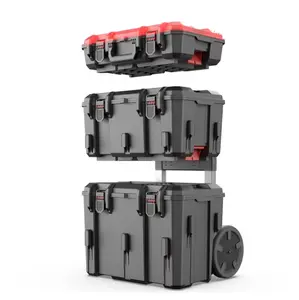 Hyper Tough Hyper Stack Heavy Duty 3 Piece Modular Rolling Toolbox  Modular Tools Organizer for Garage Storage and DIY, Resin Rolling Tool Box wheeled, Tool storage box