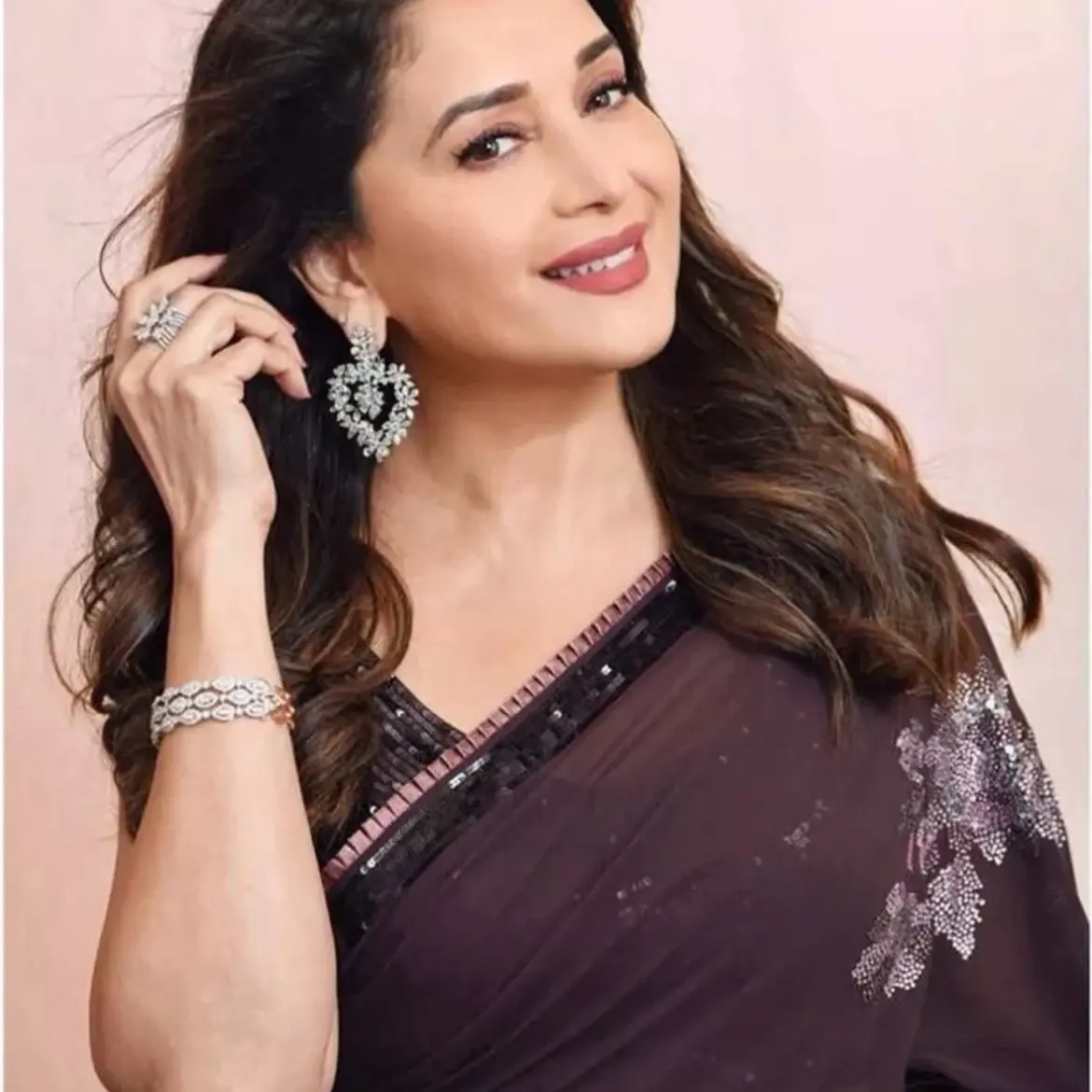 Indian traditional Designer georgette saree with unstitched blouse wine
