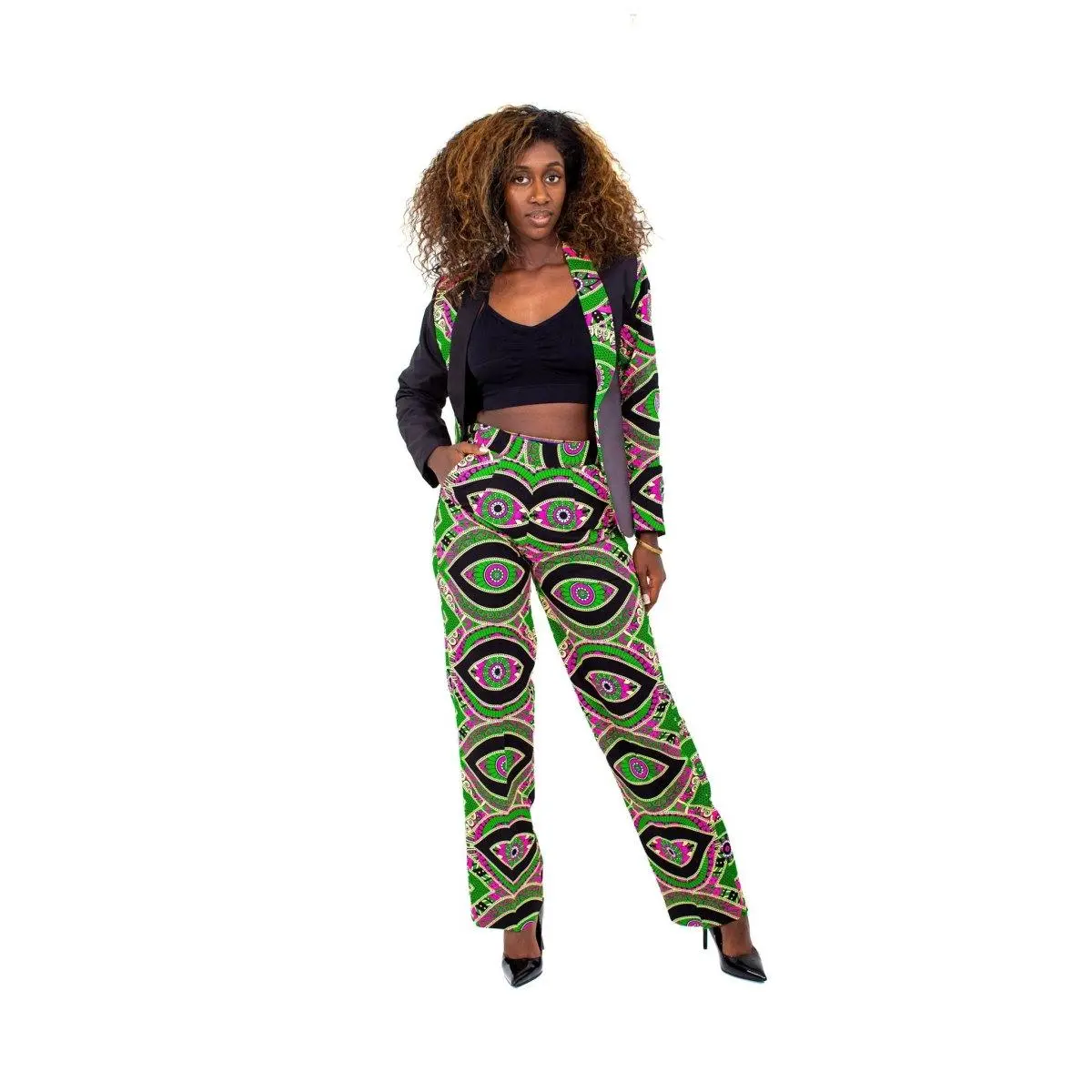 Smooth Visage Mia's Full Ankara Print Women's Tuxedo Jacket ONlY