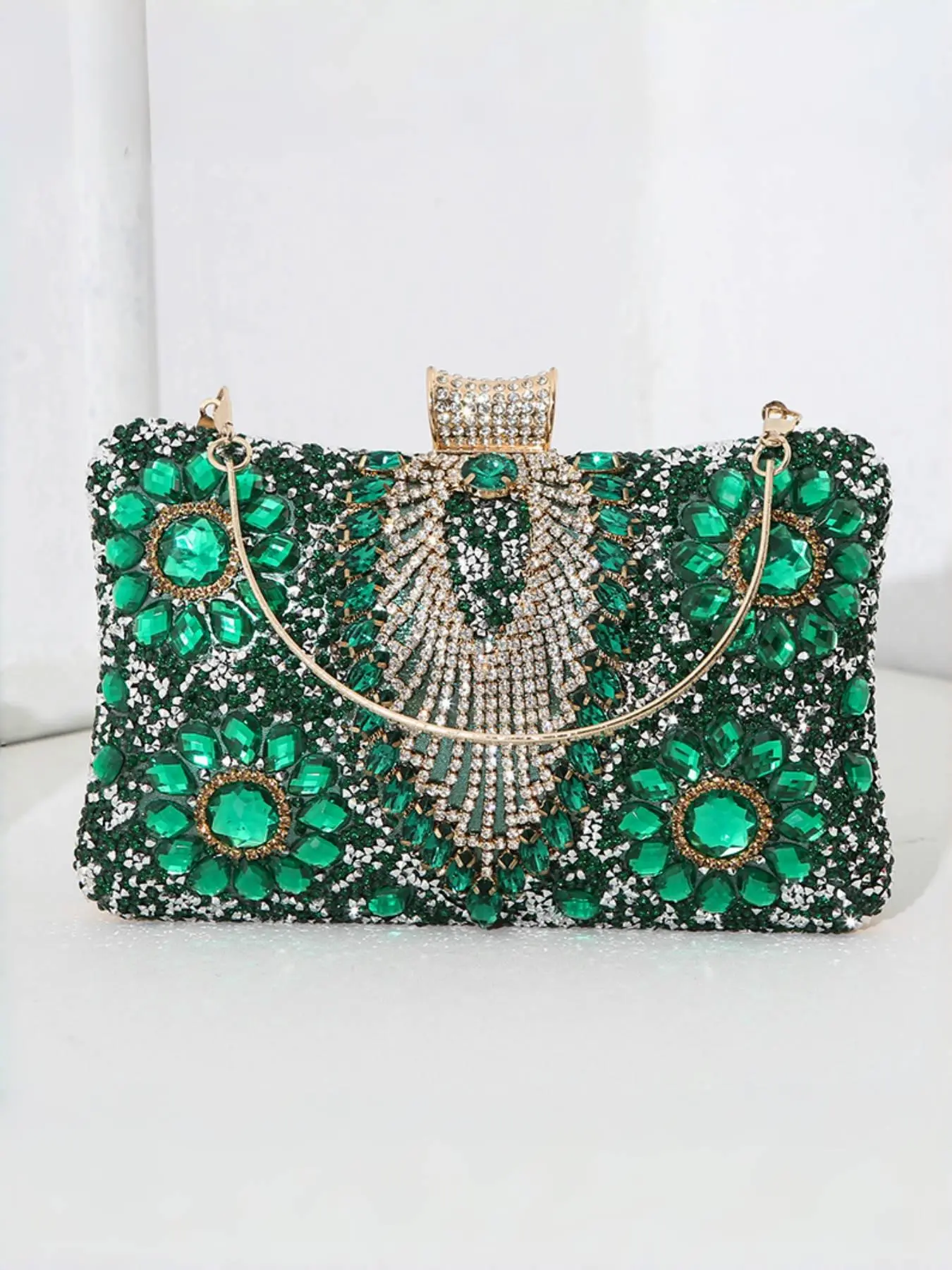 Women's Elegant Bling Rhinestone Decorated Evening Bag, Exquisite Trendy Flap Bag, Fashionable Bag for Party Decoration, Evening Clutch Purse