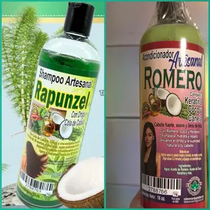 Romero Shampoo & Acondicionador Coco Artesanal with Keratin Coconut & Cane for Strong Soft and Lush Hair 16 oz