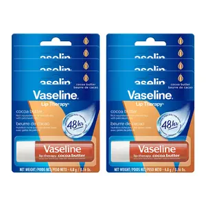 Vaseline Lip Therapy Petroleum Jelly, Cocoa - 0.16 oz Lip Balm - Pack of 8