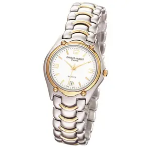 212 MAIN Charles-Hubert-Paris Men's 2-Tone Quartz Watch - Deluxe Box, Round Dial, Casual Fashion Men's Accessory