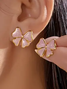 Sweet Bow Stainless Steel Earrings, Women's Fashion Jewelry Accessory Gift, Daily Wear, Perfect Friend Gift