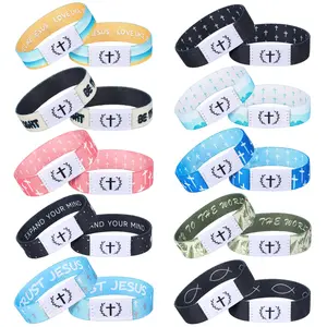 10pcs Easter Daily Bible Verse Bracelets Christian Gifts Religious Faith Bracelets Waterproof Scannable NCF Bracelet Faith Bracelets for Women Men for Church Sunday School Prizes Easter Basket Stuffers Easter Egg Filllers Easter Party Favors