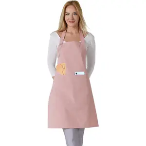 Kitchen Apron Waterdrop Resistant Cotton Apron with adjustable Aprons for Women with Pockets option Cooking Powder Pink Apron Strap Artwork