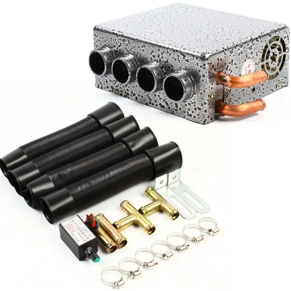 12V Operation Modern Universal Underdash Unit Heater - Fast Heating, Speed Switch, 4 Ports, Copper-Iron Component, 2 Installation Brackets, Defog & Defrost for Cars, Trucks, Harvesters (US Stock)