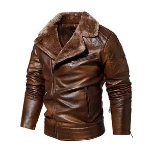 Men's leather jacket, casual motorcycle jacket, new winter warm and fashionable men's clothing men's jacket
