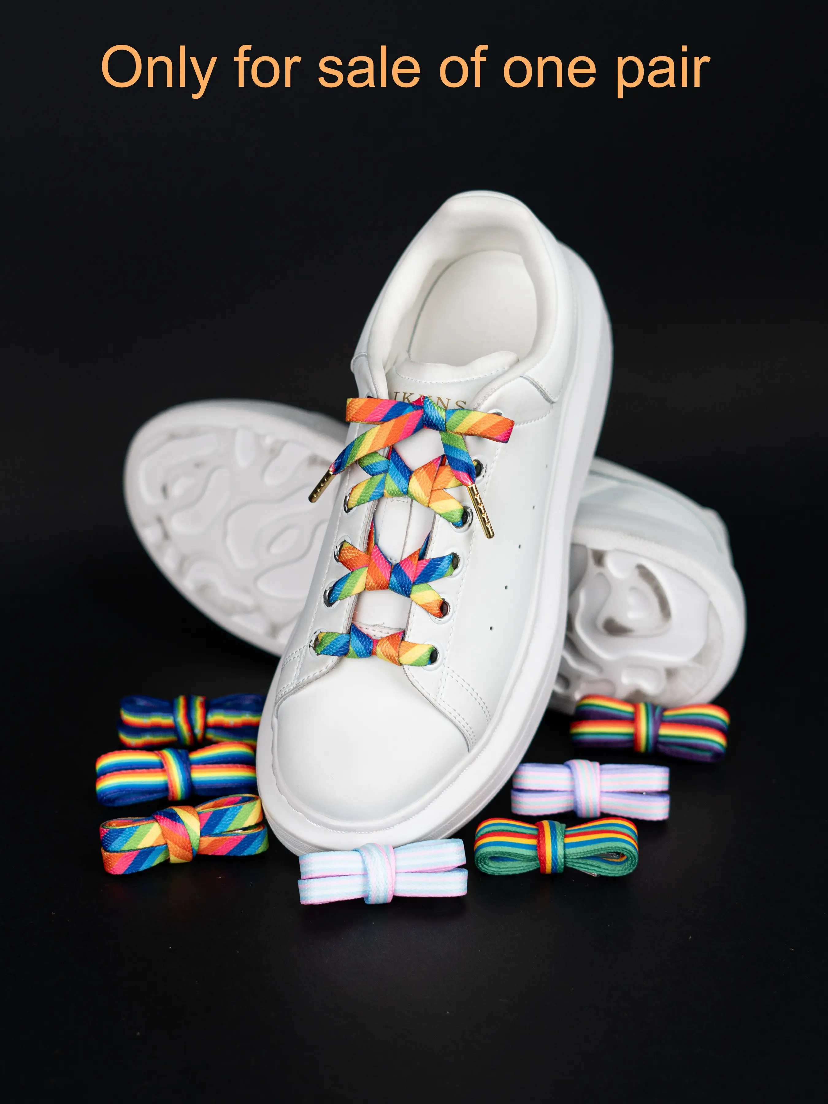 Metal Head Rainbow Line Flat Wide Shoelaces, Footwear Lace, Casual Sports Sneaker Shoe Laces for Daily Use, Comfortable and Stylish