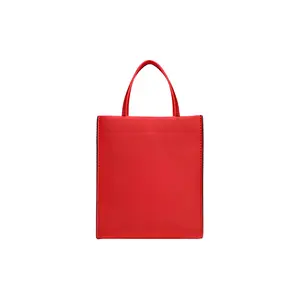 Coach Cashin 14 Solid Vertical Tote Bag with Detachable Strap – Genuine Leather Mini Handbag for Women, Red