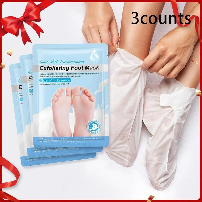 Skin-friendly Exfoliating Foot Mask Peeling, 3 Pairs Natural Moisturizing Foot Care Mask for Valentine's Day Gift, Nourishing Foot Care Product, Moisturizing Feet Mask