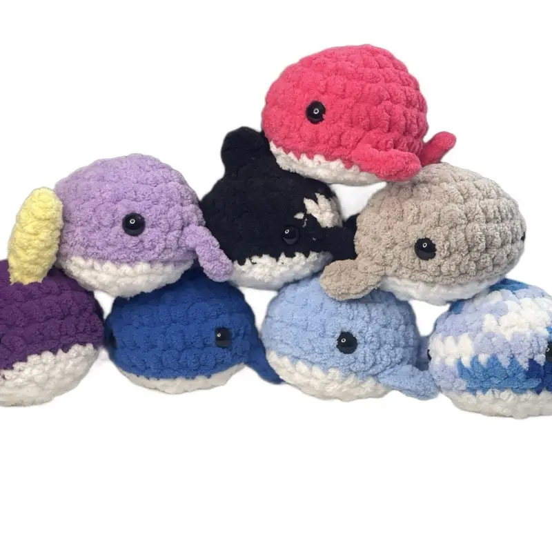 Crochet Mini Whale Plushie Stuffed Animal Amigurumi - Soft Plush Material, Colorful Design, Ideal for Gifts and Collectibles