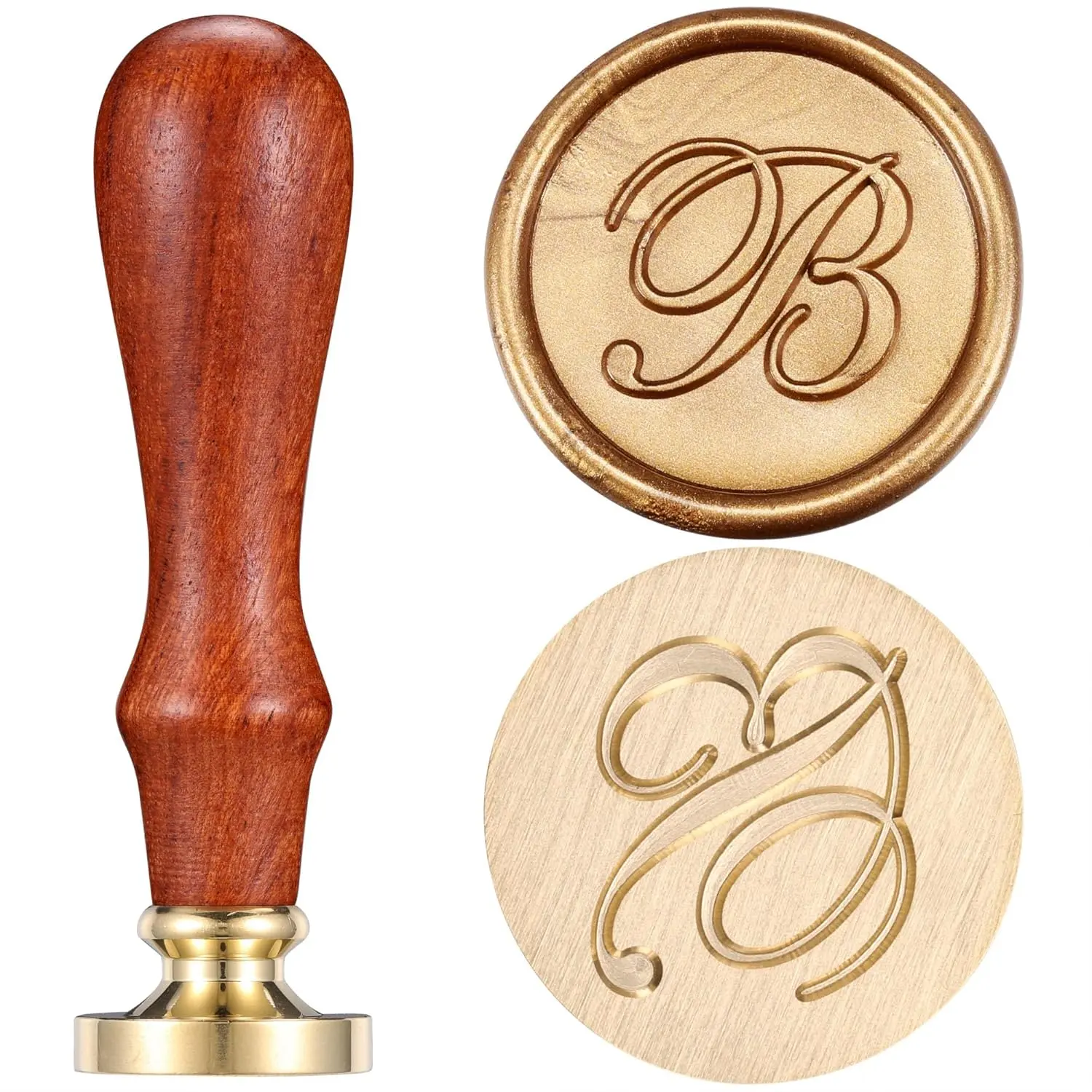 Letter B Wax Seal ,   Brass  Wooden Handle Initial Alphabet Sealing Wax  for Wedding Envelopes Christmas