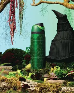 OWALA 32 oz Wicked Limited Edition Water Bottle, Winter Water Bottle for Women, Emerald Green Finish with Raised Geometric Design, Leakproof with Pop-Up Lid, Available in a Variety of Colors.