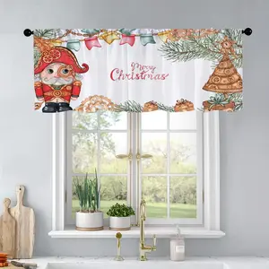 1pc Christmas and New Year printed kitchen curtains Nutcracker in steampunk style with fir b curtains valance window treatment living room bedroom home decor 54 x 18 inch