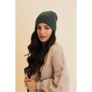 Frosty Front Fold Snuggle Ribbed Beanie